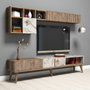 Hanah Home Milan - Unidad de TV Nogal y Blanco con Estanterías